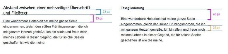 Grafische Darstellung: Abstand Headline 3 und Fließtext