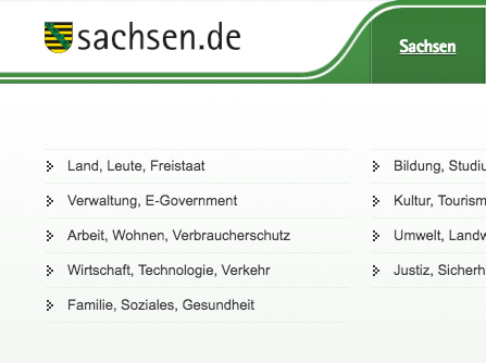 Screenshot: Headerbereich einer Website unter www.sachsen.de