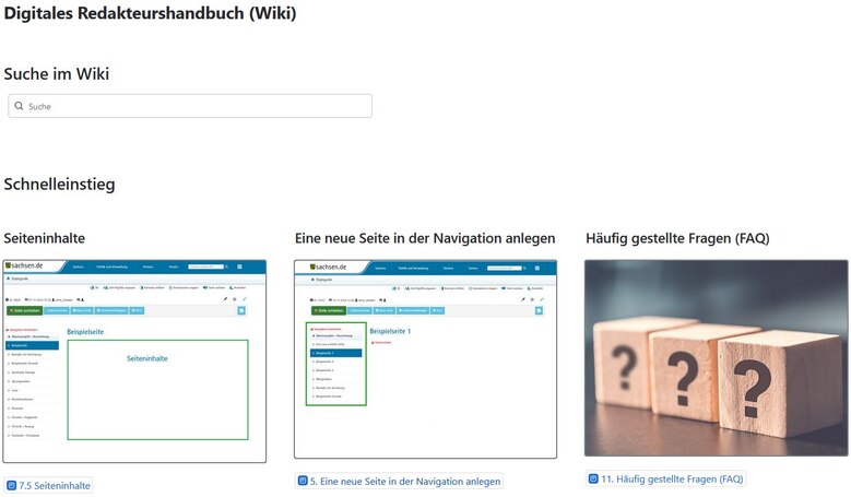 Ein Screenshot des Wikis des Redaktionshandbuches