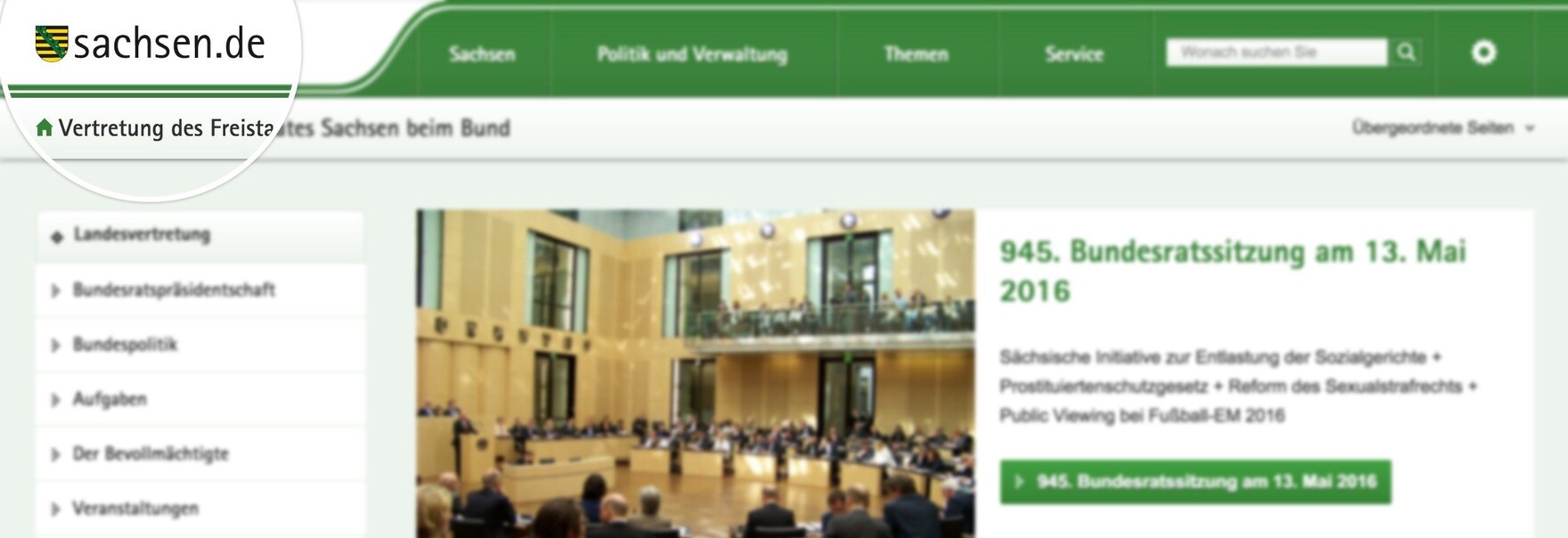 Screenshot: Online-Signet von sachsen.de innerhalb einer Webpräsenz